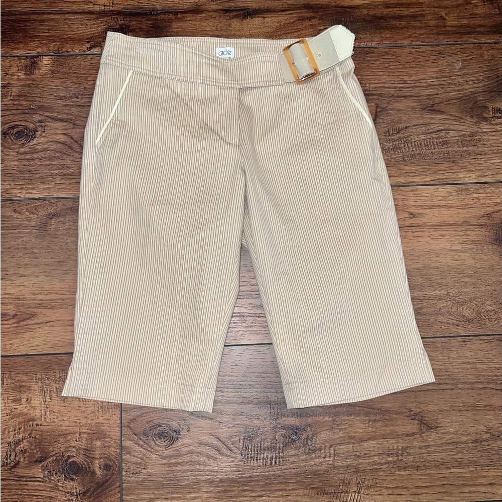Cache Beige Striped Shorts with Belt Y2K - 1-26